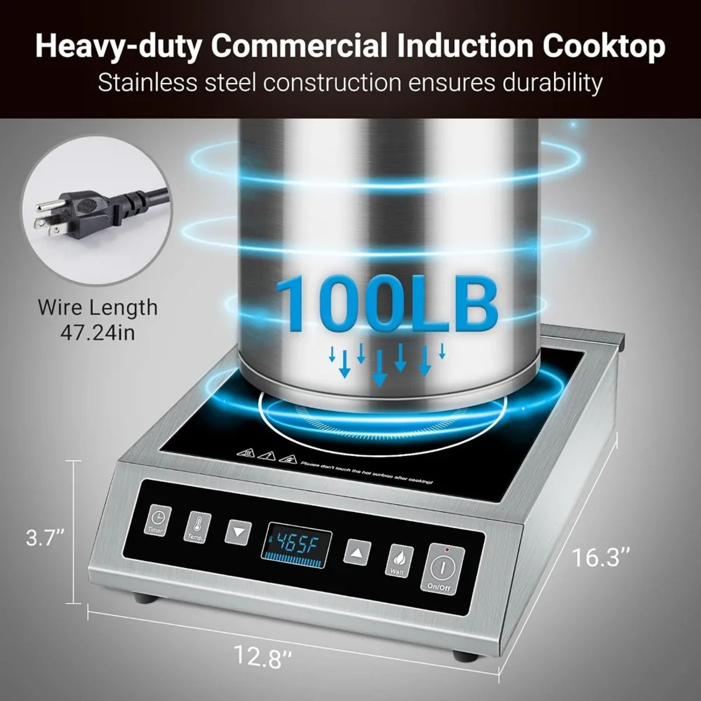 Description Picture 6 of itemInduction Cooktop Commercial, Professional Portable Induction Burner, 1800W Countertop Stove Burner