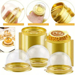 50/100pcs Mini Cake Box Transparent Plastic Dome Box Cupcake Mooncake Baking Packing for Birthday Christmas Party Dessert Decor