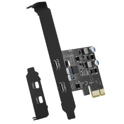 PCIE to Dual Type C Expansion Card PCI Express X1 to 2Port TYPE-C USB 3.2 GEN1 5Gbps Convert Card Riser for Desktop Computer PC