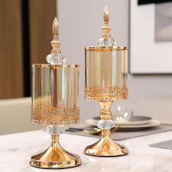 European Luxury Crystal Glass Storage Jar with Lid  Rose Candy Jar Gold-plated Storage Decorative Ornaments Art Home Decoration