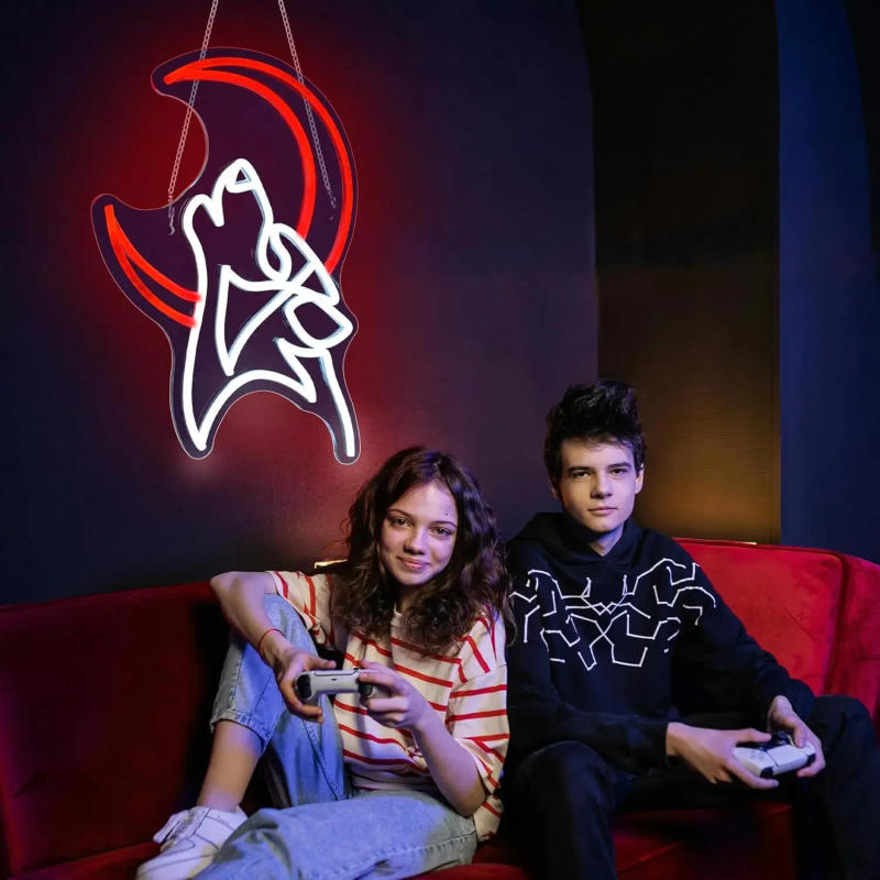 Description Picture 4 of itemWolf Moon Neon Sign Led Light Up Signs for Wall Decor Usb Powered Neon Light Signs Indoor Light for Room Decor Holiday Gift