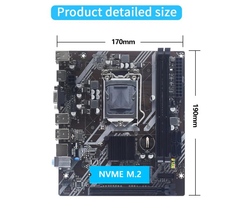 Description Picture 6 of itemMUCAI H61 Motherboard LGA 1155 Kit Compatible With Intel Core CPUs 2nd And 3rd Generations Supports M.2 NVME SDD