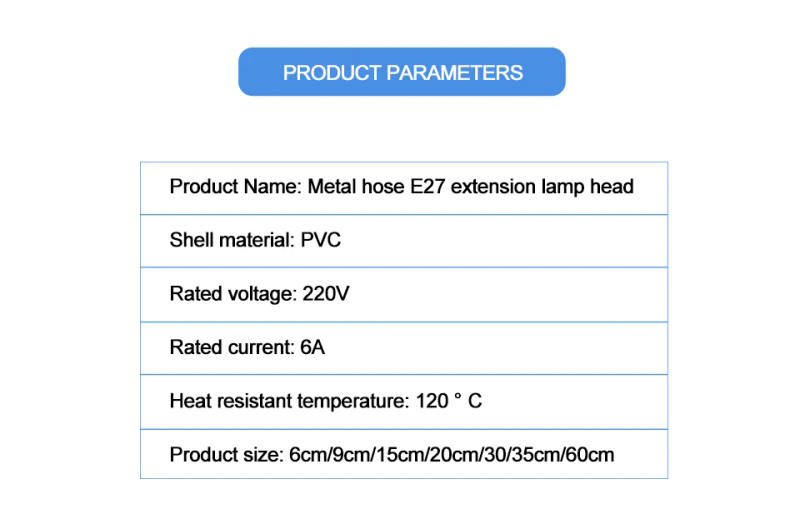 Description Picture 5 of itemE27 to E27 LED Light Bulb Flexible Extension Holder Light 110V-220V LED Lamp Holder Converter 6CM 9CM 15CM 20CM 30CM 35CM 60CM