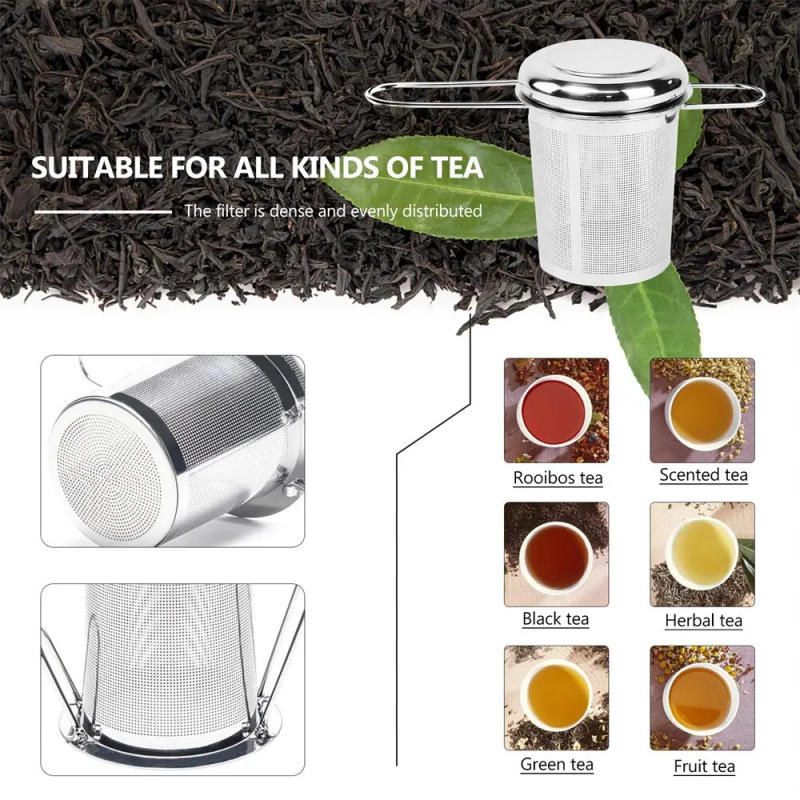 Description Picture 2 of itemA Set Stainless Steel Mesh Tea Infuser with Lid Reusable Cup Strainer Loose Leaf Spice Filter for Teapots Mugs Cup