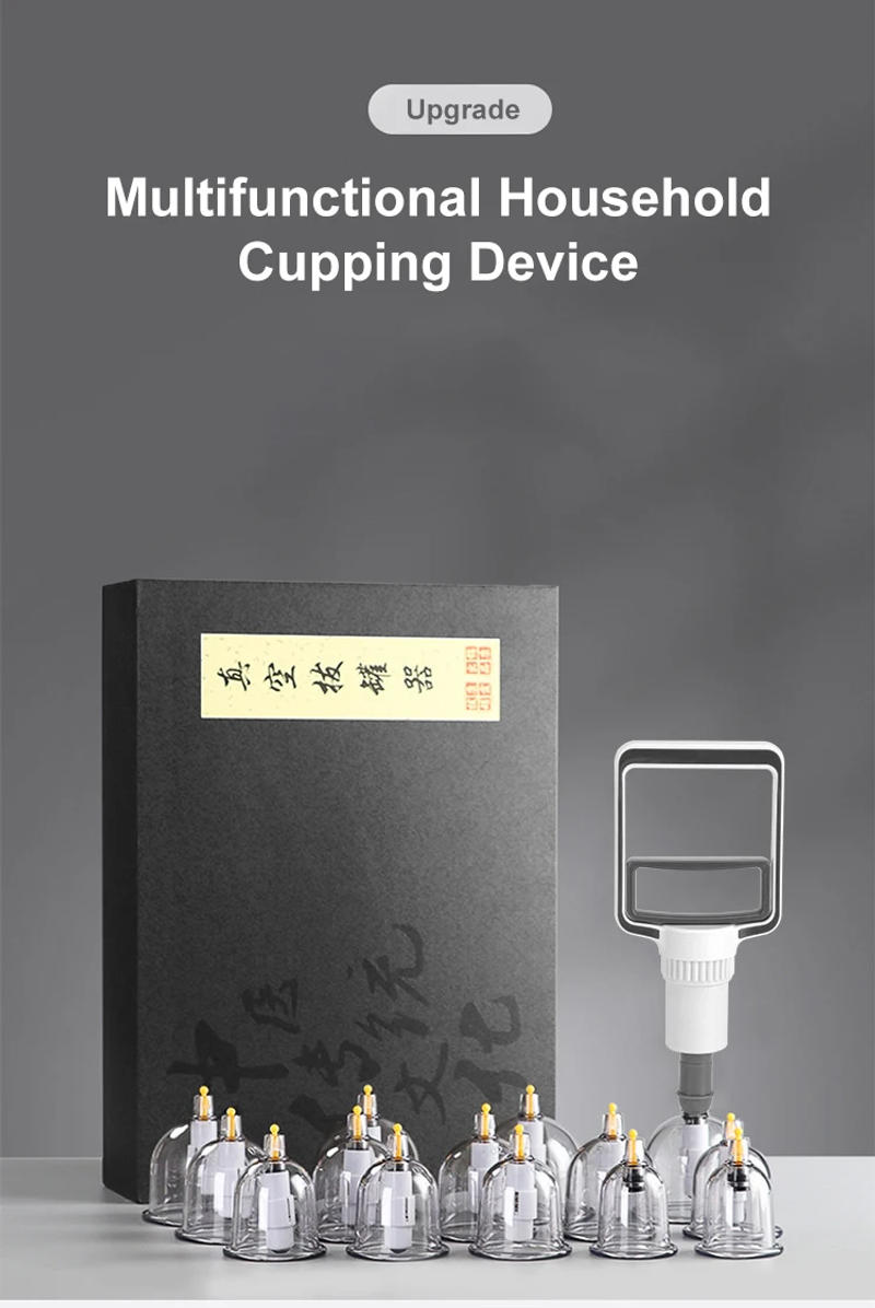 Description Picture 4 of item12 Jars Chinese Medicine Vacuum Cupping Professional Therapy Set Skin Massage Slimming Body Fat Burner Smart Cupping Cellulite