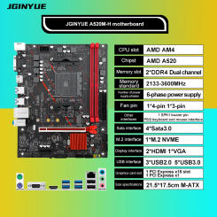 JGINYUE AM4 Motherboard supports AMD Ryzen R3 5 7 1/2/3/4/5th CPU processors DDR4 dual channel Memory RAM M-ATX A520M-H