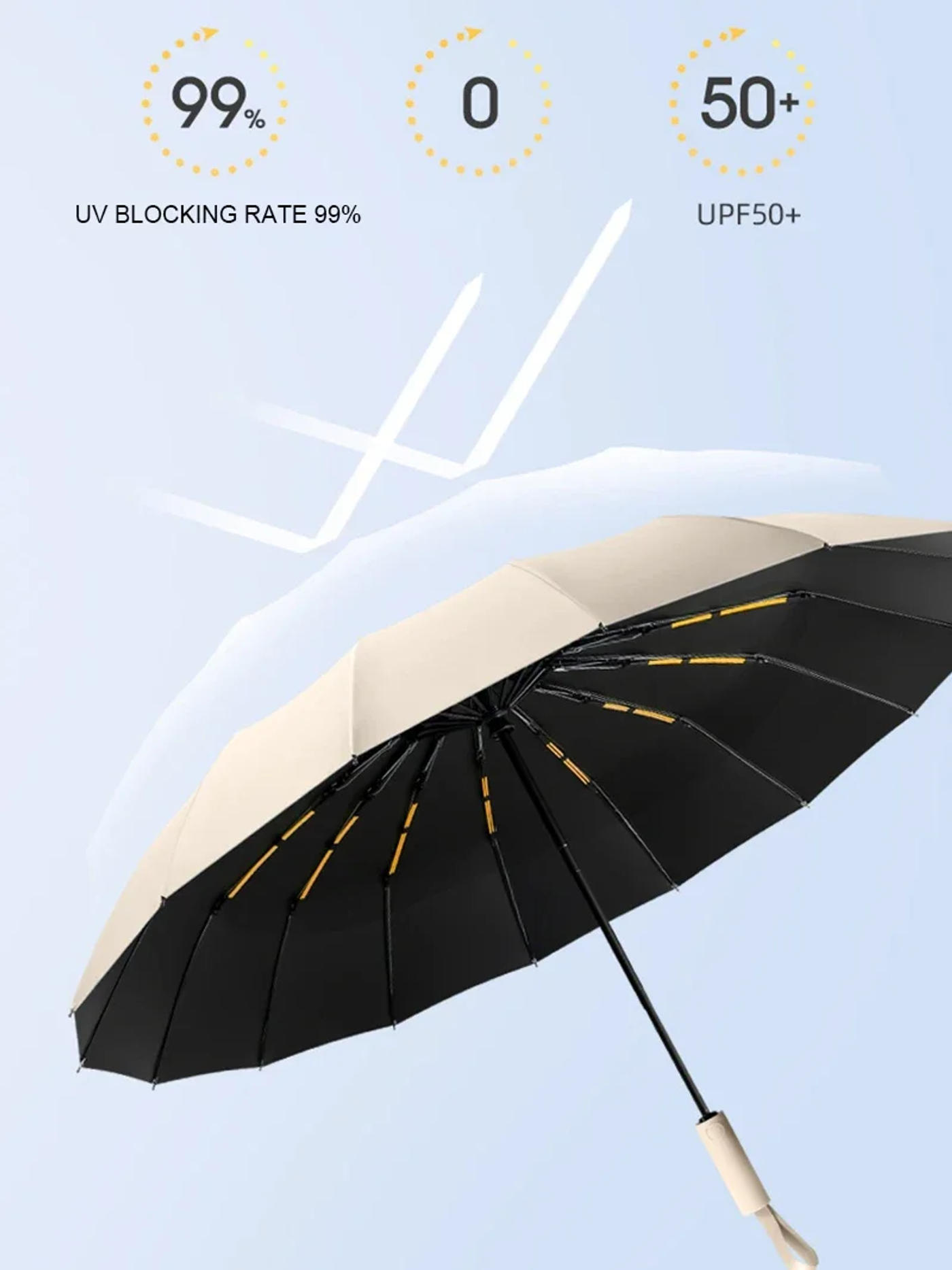 Description Picture 5 of item16K Double Bones Large UV Umbrella Men Womens Windproof Compact Umbrellas Automatic Fold Luxury Strong Sun Rain Umbrellas
