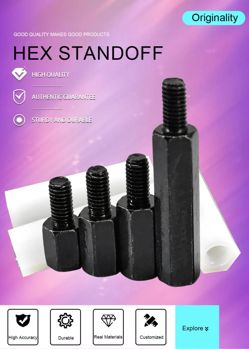 Description Picture 2 of itemM3 M4 304 Iron black Stainless Steel Hex Motherboard Standoff Female Column PCB Support Spacing Screw Rack Mount Pillars Bolt