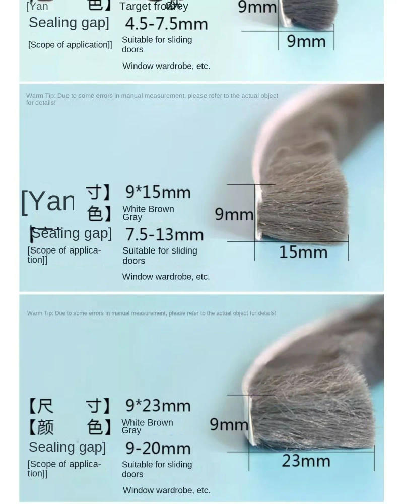 Description Picture 6 of item3Meters Brush Strip Self Adhesive Door Window Sealing Strip Home Door Window Sound Insulation Seal Film Door Swal Weather Strip