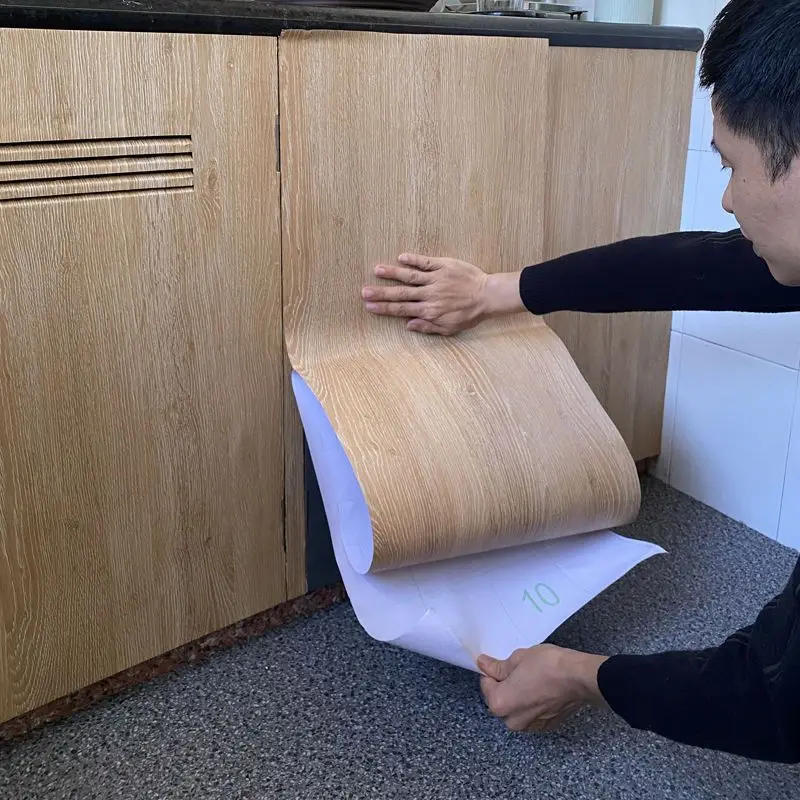 Description Picture 5 of item55cm Wide Wood Grain Home Decor Furniture Waterproof Vinyl Wall Sticker Self Adhesive PVC Wallpaper Kitchen Cabinet Door Sticker