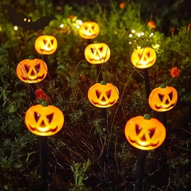 Description Picture 6 of item1 Set Halloween Pumpkin Garden Solar Stake Lights Outdoor Waterproof Decorative Pumpkin Lamp Suitable For Halloween Theme Decor