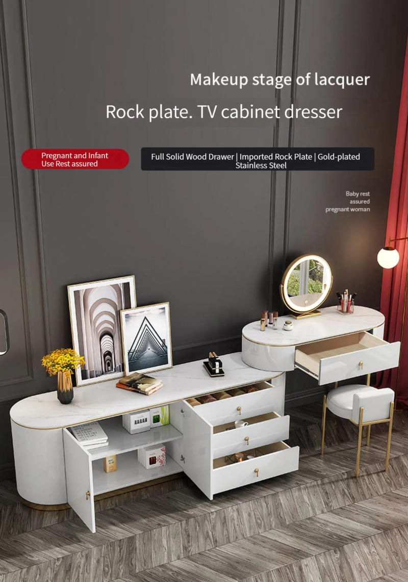 Description Picture 2 of itemModern Vanity Versatile Cabinet For Living Room Table For Makeup Bedroom Sets Meuble Gabinete Coiffeuse White Luxury Dressers