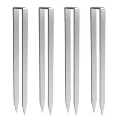 4pcs Tent Stakes Stainless Steel Pegs U-Shaped Alloy Steel Ground Anchors Silver Playground Anchors for Rose Arch