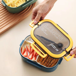 Single Double-layer Lunch Box Portable Compartment Fruit Food Microwave Lunch Box With Fork And Spoon Picnic Fresh
