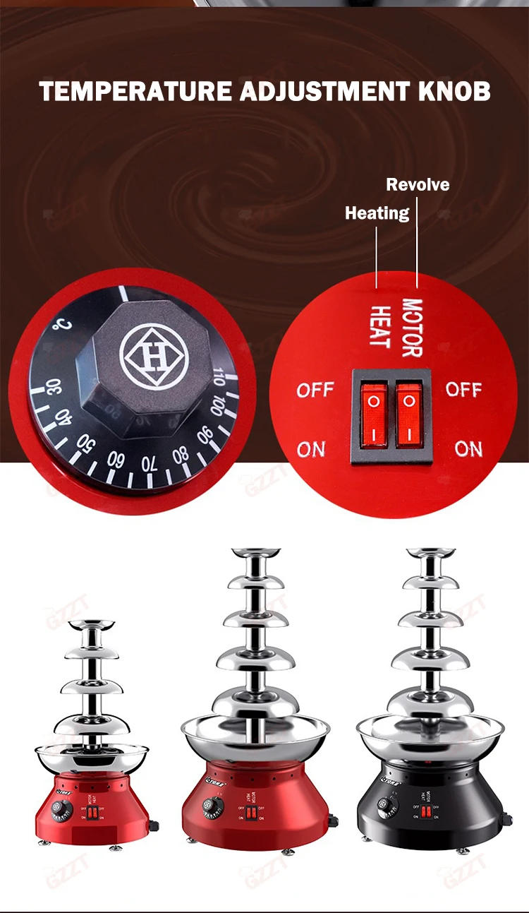 Description Picture 5 of itemCommerical And Home Used Small 4 5 Layers 1.8 Kgs 3kgs Capacity Chocolate Waterfall Fountain Machine Chocolate Fondue Machine