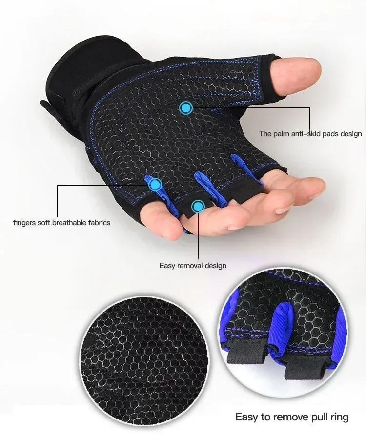 Description Picture 6 of itemGym Gloves Women Men Weightlifting Dumbbell Fitness Sport Training Exercise Gloves Non Slip Breathable Fingerless Cycling Gloves