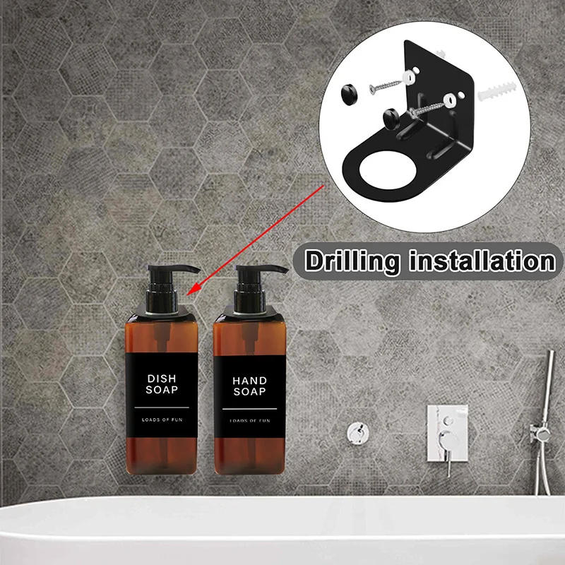 Description Picture 3 of item500ml Square Soap Bottle With Label&Rack Soap Dispenser Refillable Empty Shampoo Conditioner Container for Bathroom Supplies