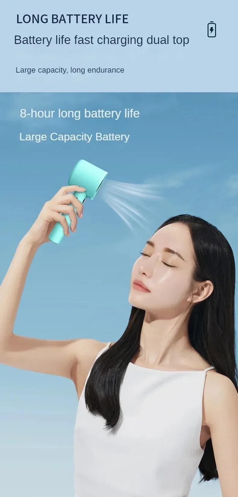 Description Picture 6 of itemMini Bladeless Handheld Fan, USB Rechargeable Personal Highspeed Fans, Electric Eyelash Fan, Portable Hand Fan, 120 Wind Speeds,