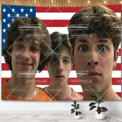 Sturniolo Triplets American Flag Wall Hanging Tapestry Funny Merch Meme Tapestries Room Decor Aesthetic Dorm Party Backdrops