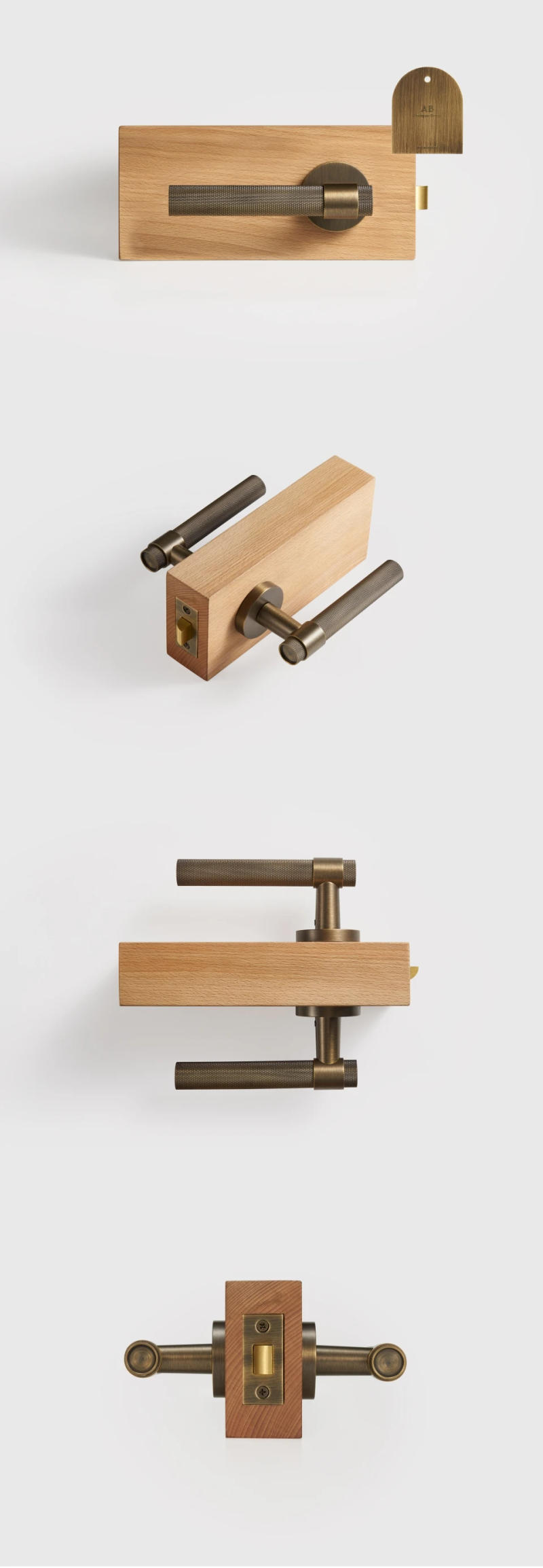 Description Picture 4 of itemNurlin Brass Knurled Interior Mortise Lock Dummy Passage Privacy European North American Structure Matte Gold Antique Brass