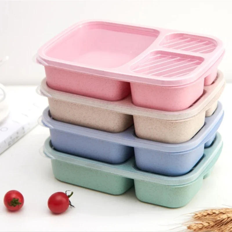 Description Picture 3 of itemLeak Proof Lunch Box 3 Compartment Lunch Box with Lid Healthy Material Portable Fruit Food Storage Container Kids Lunch Box