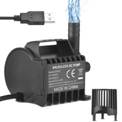 Submersible Water Pump Electric 400L/H Small Fountain Pump with Max9.8ft Lift, 6.5ft USB Cable and Suction Cup Base, Portable