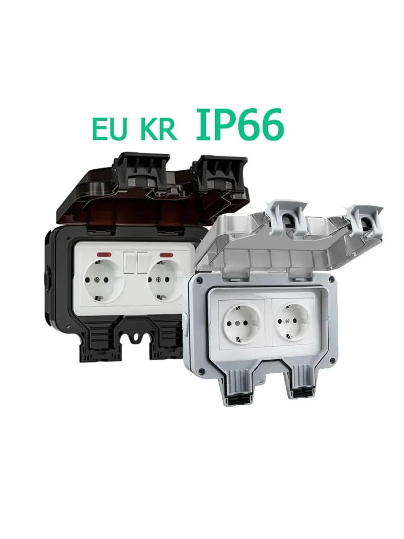 Description Picture 6 of item16A EU KR Outdoor Wall Waterproof Sockets Outlets Korea Electrical Power 110-250V IP66 Weather Dust Proof Outside Master Plug