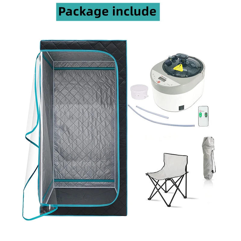 Description Picture 3 of itemFull Size Portable Steam Sauna Kit, Personal Sauna Spa for Home Relaxation, 4 Liters Steamer, Remote Control, Foldable Chair