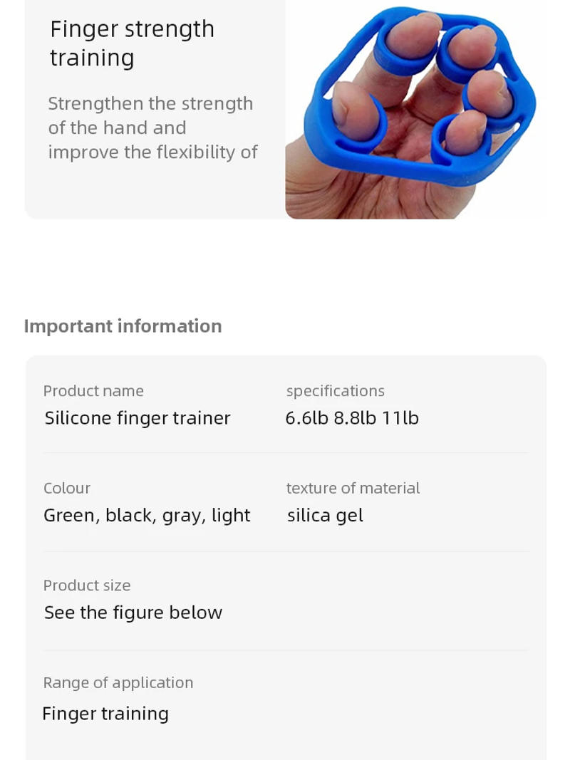Description Picture 4 of itemSilicone Finger Gripper Gym Hand Grip Resistance Band Wrist Stretcher Elastic Five Finger Expander Strength Trainer Exercise