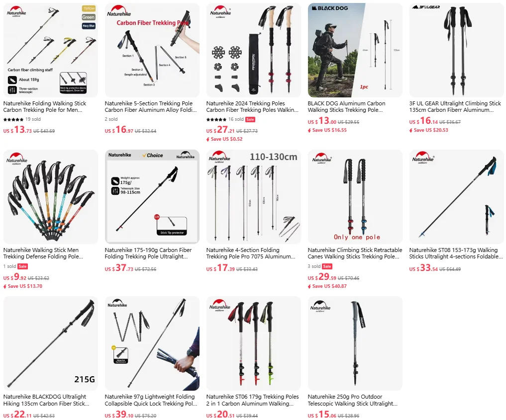 Description Picture 6 of itemNaturehike 2024 Trekking Poles Carbon Fiber Trekking Poles Walking Stick For Tourism Collapsible Telescopic Sticks Hiking Poles