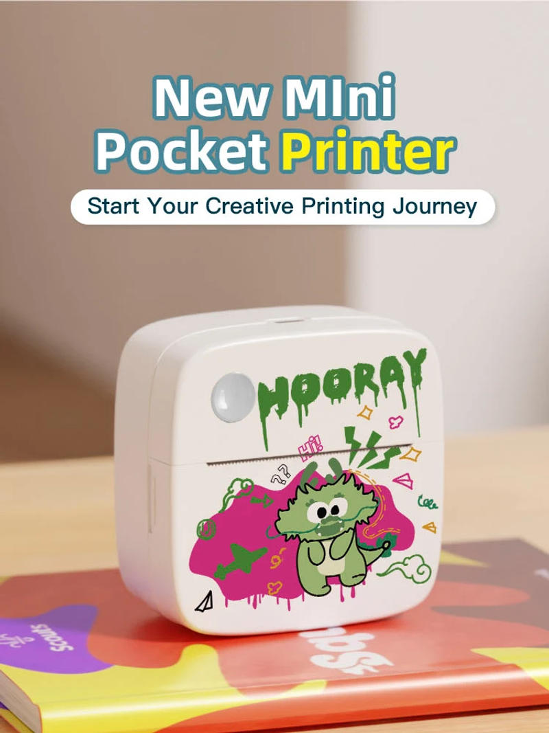 Description Picture 4 of itemMini Printers 16 Roll Kit 8 Roll Thermal Paper 8 Roll Sticker Paper Portable Label Maker Printer for DIY Note Photo Printing