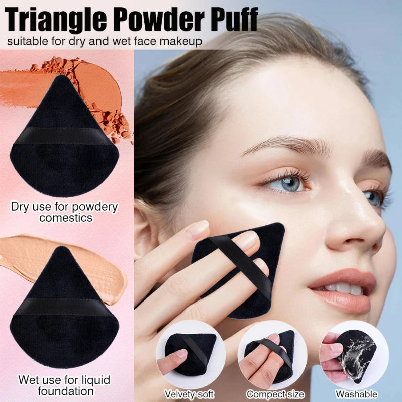 Description Picture 6 of item10/20Pcs Triangle Velvet Powder Puff Heart Shaped Makeup Sponges Blender Foundation Cosmetic Facial Sponges Make Up Accessories