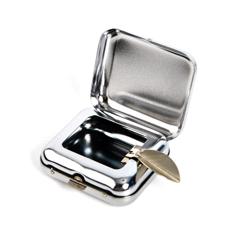 Description Picture 6 of itemSmall Stainless Steel Square Pocket Ashtray metal Ash Tray Pocket Ashtrays With Lids Portable Ashtray