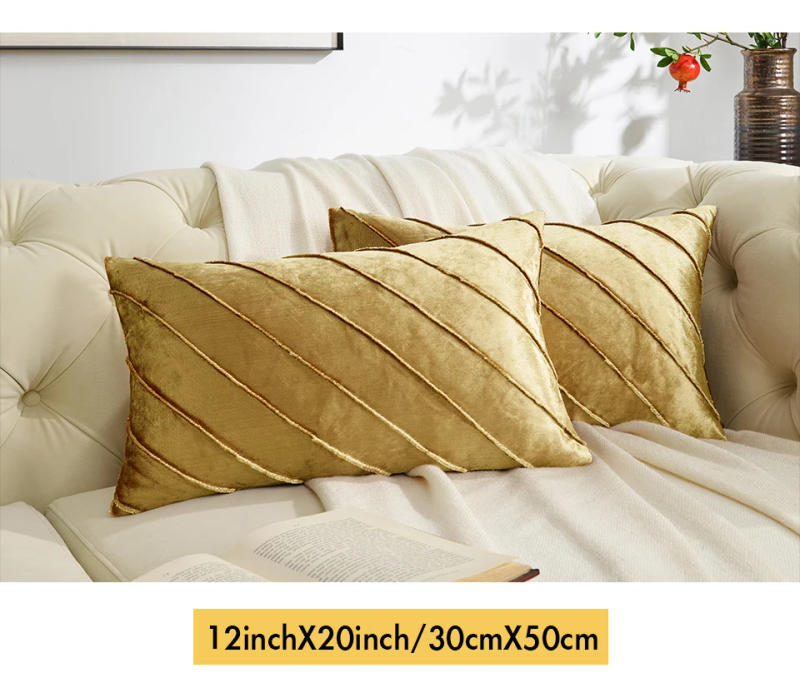 Description Picture 5 of item1piece Velvet Pillow Covers 18x18,  Sofa Couch Throw Pillows Covers Cases, Living Room Square Cushion Accent Stripe Covers