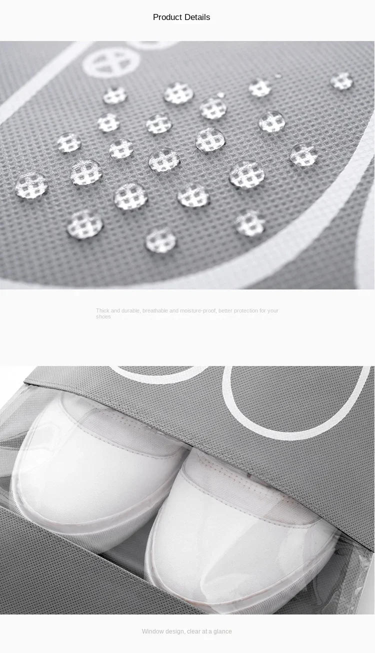 Description Picture 6 of itemNon-woven Fabric Drawstring Drawstring Pocket Shoe Storage Bag Transparent Shoes and Boots Dust Bag One Pcs