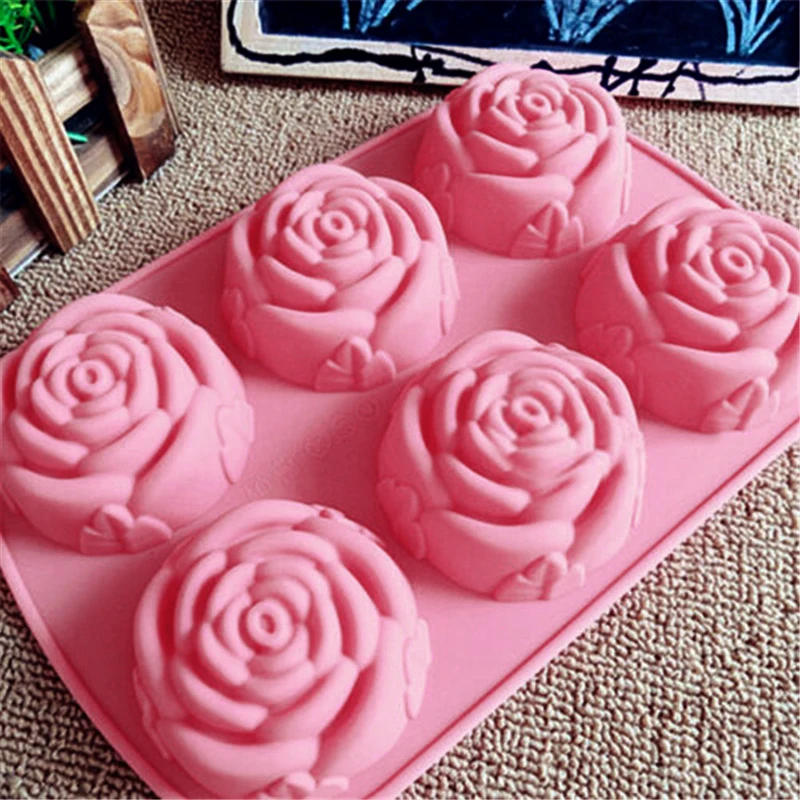 Description Picture 5 of itemSilicone 6 Holes Flower Rose Cake Ice Cream Chocolate Mold Soap 3D Cupcake Bakeware Baking Dish Cake Pan Muffin Mould