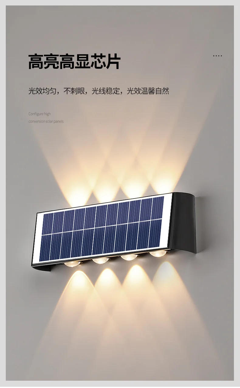 Description Picture 6 of itemSolar energy induction wall lamp up and down light outdoor waterproof villa courtyard landscape super bright spotlights