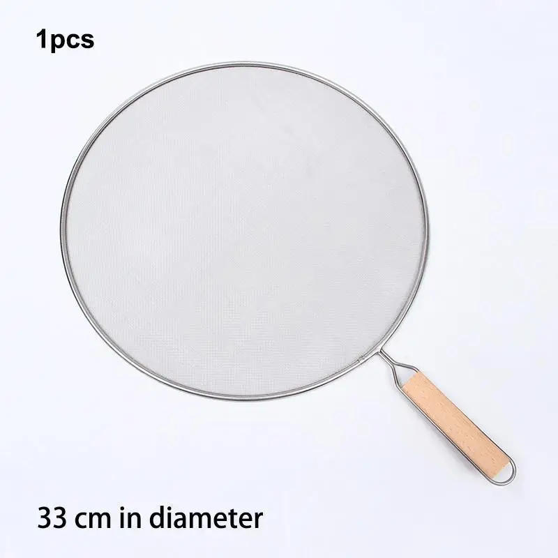 Description Picture 2 of itemStainless Steel Splatter Screen For Frying Pans Mesh Guard For Kitchen Cooking Hot Oil Splash Splatter With Wooden Handle