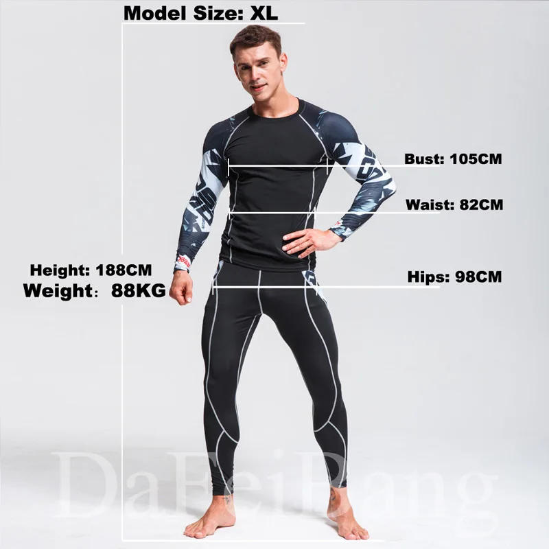 Description Picture 5 of itemNew Men's Thermal Underwear Sets Compression Sport Suit Sweat Quick Drying Thermo Underwear Men Clothing Long Johns Sets