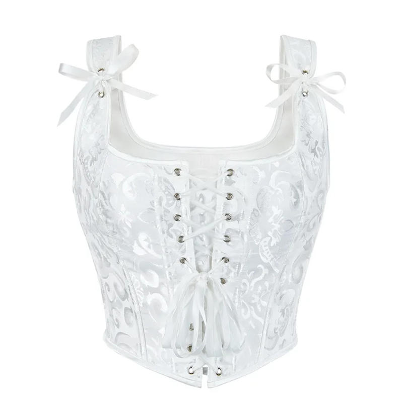 Description Picture 6 of itemVintage Jacquard Overbust Corset Women Crop Top Sexy Bustier Vest Tank Plus Size Gothic Brocade Victorian Corselet