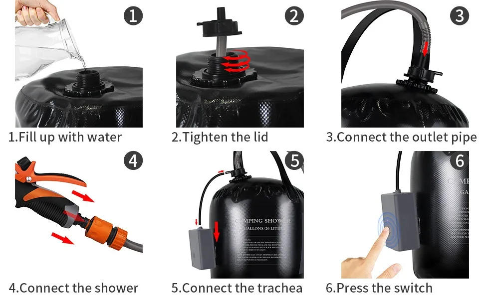 Description Picture 5 of itemPortable Shower,20L Camping Shower Bag with Electric Air Pump,Solar Shower with Hot Water,Camp Shower for Beach Camping Trip