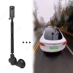 1 inch Ball Head Dual Flat Car Suction Cups Holder with Invisible Selfie Stick for Insta360 X4 X3 One X2 Ace Pro GoPro Accessory