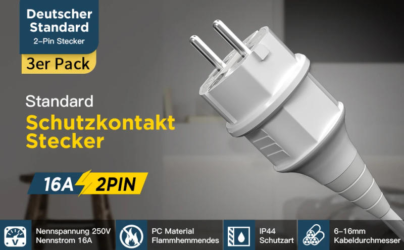 Description Picture 2 of itemEU AC power adapter socket industrial waterproof plug replaceable rewiring Schuko extension cord connector converter 16A 250V