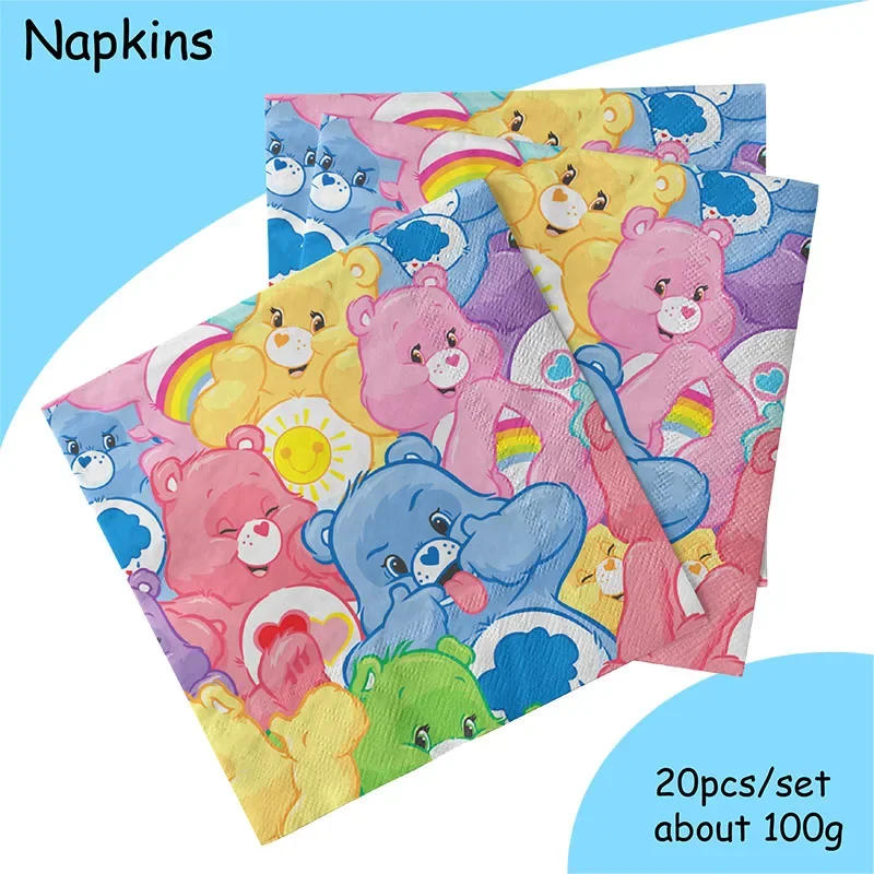 Description Picture 5 of itemrainbow bears birthday decoration angle disposable tableware cup plate tablecloth baby shower kids girls boy party supplies