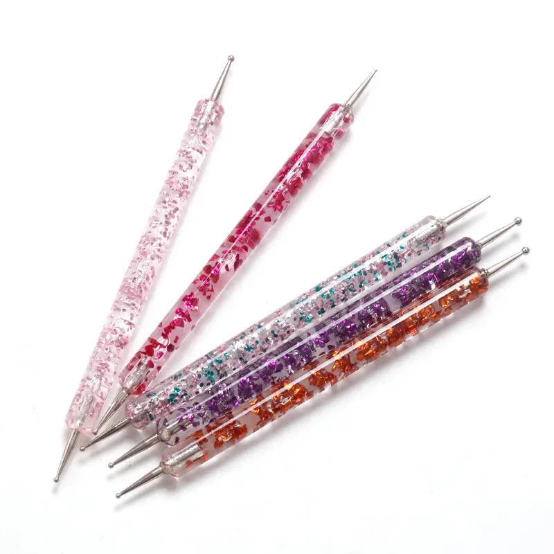 Description Picture 5 of item5Pcs Nail Art Dotting Pen UV Gel Brush Dual-ended Crystal Handle Drawing Painting Rhinestones Gems Pens Manicure Brush Tools