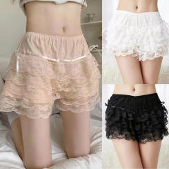 Casual Shorts Cake Layer Lace Edge Thin High Waist Safe Pants Frilly Lace Ruffle Shorts Women Sexy Sweet Knicker Pumpkin Panties