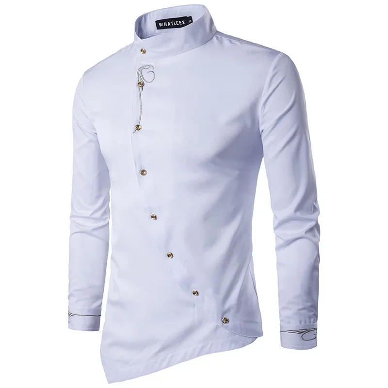 Description Picture 2 of item2023 New Men's Brand Clothing Long Sleeve Shirt Personality Korean Street Fashion Top Designer Button Christmas Evening Dress