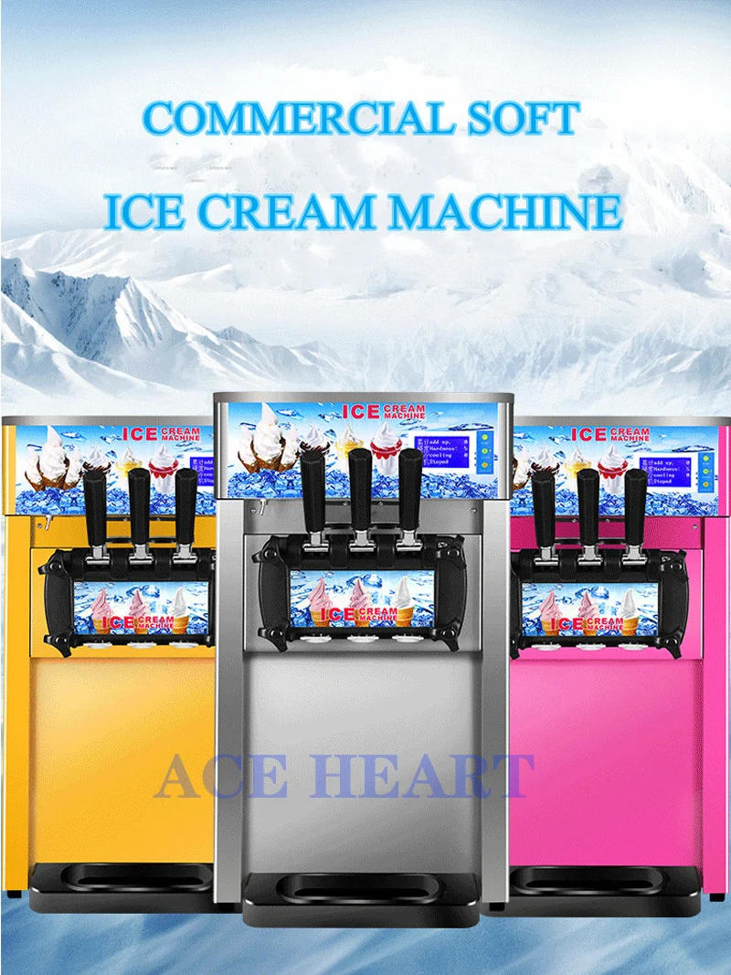 Description Picture 4 of item3 Flavors Automatic Soft Serve Commercial Ice Cream Machine Icecream Gelato Making Ice Cream Makers