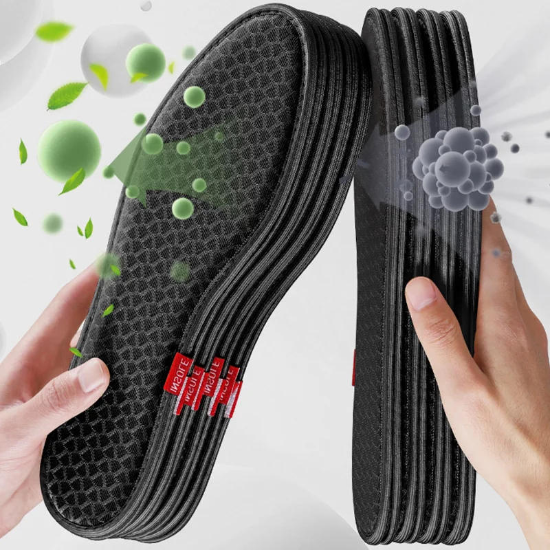 Description Picture 3 of itemDeodorant Foot Insoles Bamboo Charcoal Insert Light Weight Mesh Breathable Shoe Pad Insert Suction Perspiration Insole