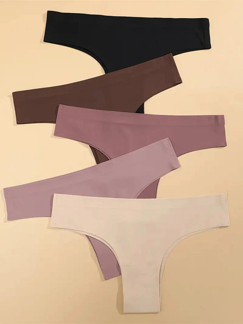 Description Picture 6 of itemFINETOO 5Pcs Seamless Stretch Brazilian Thongs Women's Panties Sexy Low Waist Invisible G-string Female Comfortable Lingerie New